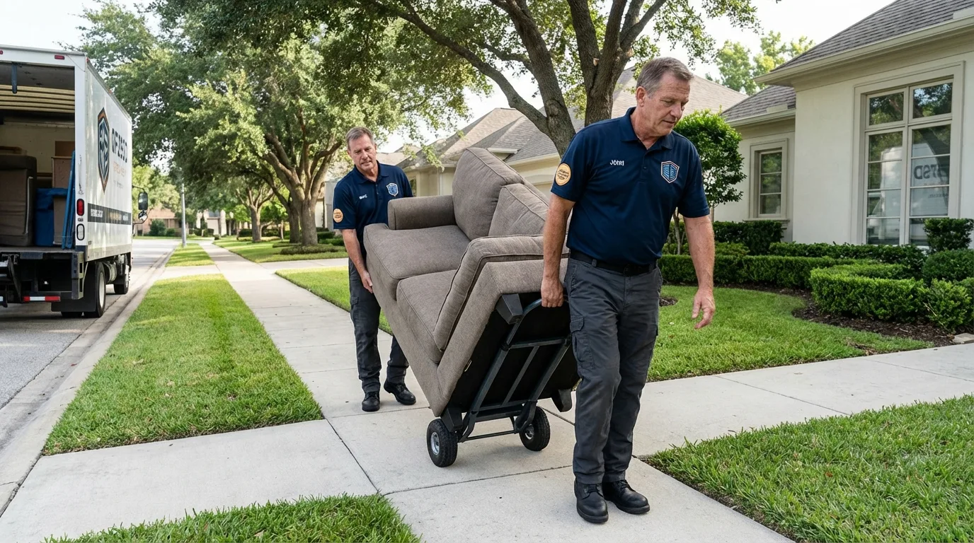 Local residential moving crew loading furniture in Rayville, LA